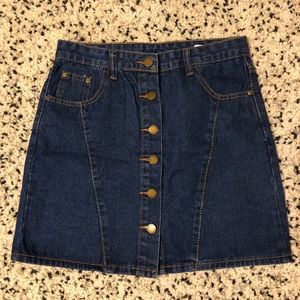 Front Button A line Denim Jean Skirt